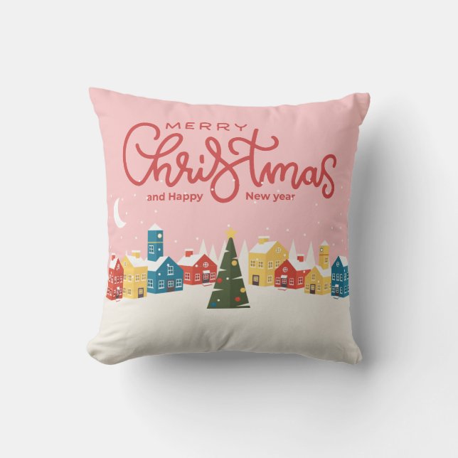 Feliz Cojín decorativo navideño | Festividad (Anverso)