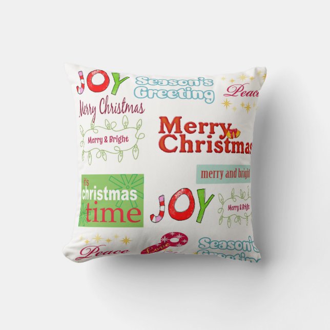 Feliz Cojín decorativo navideño, paz feliz (Anverso)