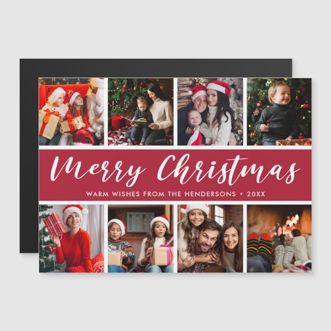 Feliz Collage de fotos navideño caligrafía (Anverso/Reverso)