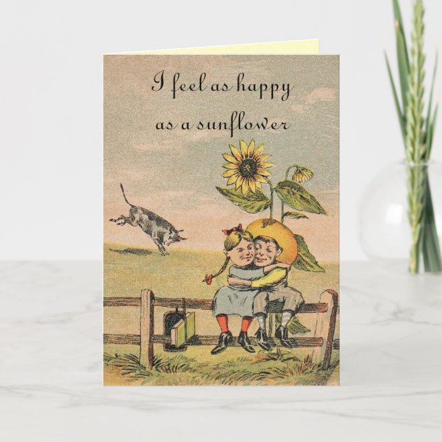 Feliz como tarjeta de Día de San Valentín girasol (Anverso)