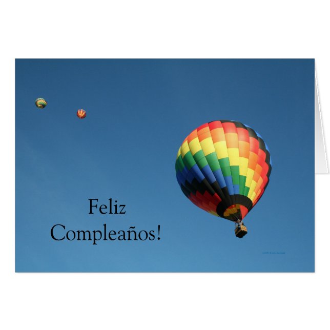 ¡Feliz Compleaños!  Tarjeta del globo del aire (Anverso (Horizontal))
