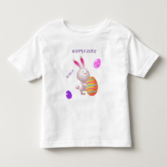 Feliz conejo de Pascua y camiseta pequeña con huev (Anverso)