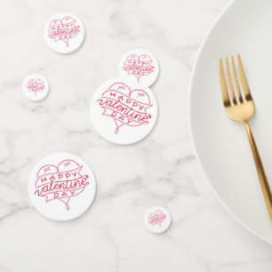 Feliz Confetti en la mesa de San Valentín