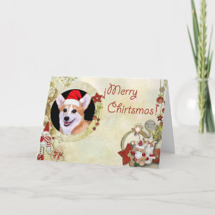 Feliz Corgi de Navidad con Santa Hat