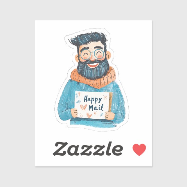 Feliz correo, hombre Pegatina (Hoja)