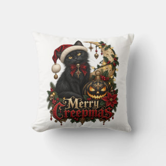 Feliz Creepmas Almohada de Gato Negro Gótico