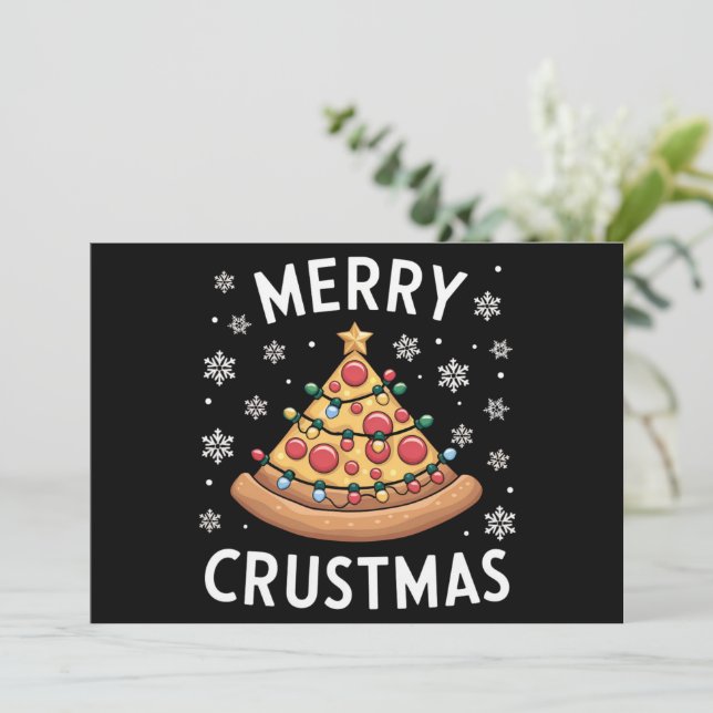 Feliz Crustmas Pizza Árbol de Navidad Regalos de N (Anverso de pie)