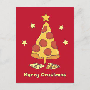 Feliz Crustmas - Tarjeta postal de Navidad de pizz