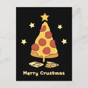 Feliz Crustmas - Tarjeta postal de Navidad de pizz