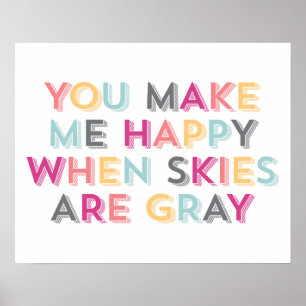 Feliz cuando los cielos son impresión gris