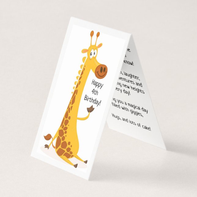 Feliz cuarto cumpleaños - Tarjeta para niños (Anverso)