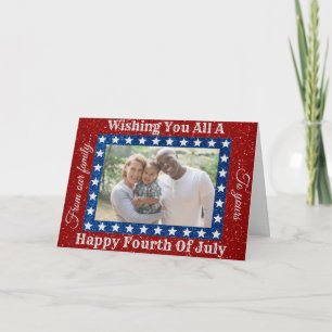 Feliz cuatro de julio tarjeta de foto con brillo