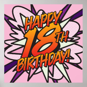 FELIZ CUMPLEAÑOS 18 Comic Retro Divertido Arte Pop