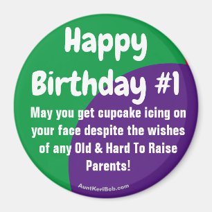 Feliz cumpleaños #1, imán de hielo de cupcake