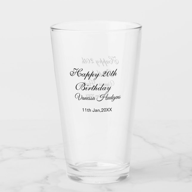 Feliz cumpleaños 20 nombre fecha simple minimalist (Anverso)