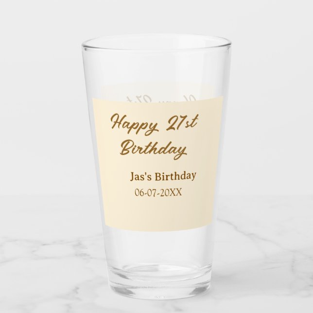 Feliz cumpleaños 21 marrón pastel amarillo nombre  (Anverso)