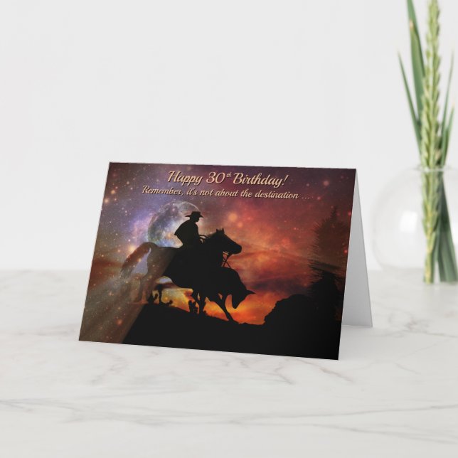 Feliz cumpleaños 30 Cowboy y tarjeta de caballo (Anverso)
