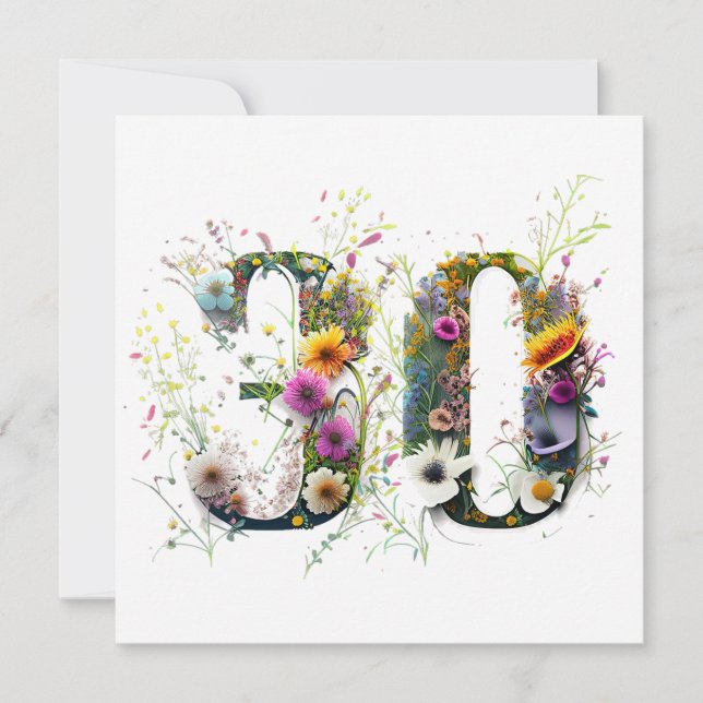 Feliz cumpleaños 30 Flores silvestres Feliz cumple (Anverso)