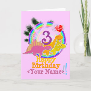 Feliz cumpleaños 3 años, tu nombre de tarjeta de d
