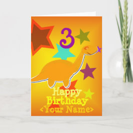 Feliz cumpleaños 3 años tu nombre tarjeta de dinos