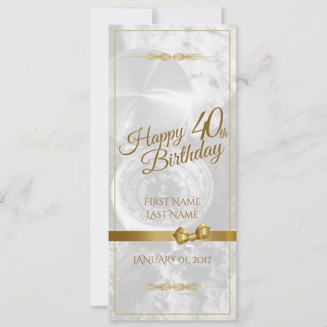 Feliz cumpleaños 40 con lazo dorado (Anverso)