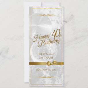 Feliz cumpleaños 40 con lazo dorado