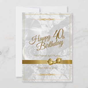 Feliz cumpleaños 40 con lazo dorado