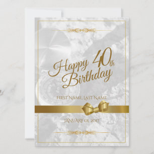 Feliz cumpleaños 40 con lazo dorado