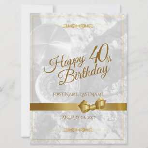 Feliz cumpleaños 40 con lazo dorado