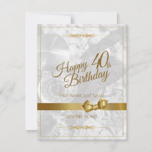Feliz cumpleaños 40 con lazo dorado