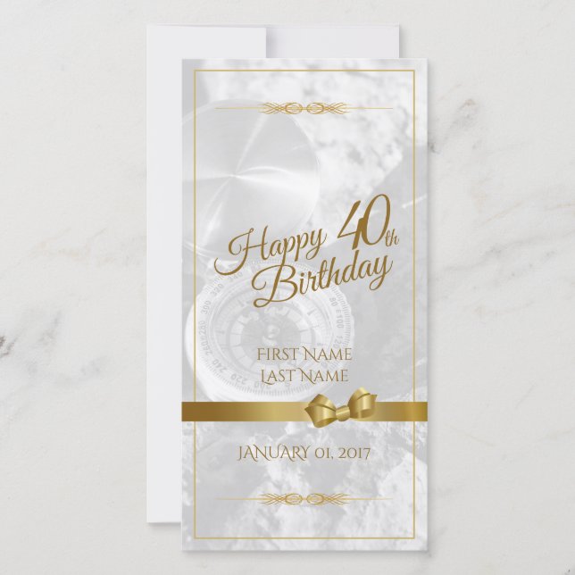 Feliz cumpleaños 40 con lazo dorado (Anverso)