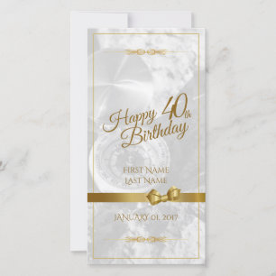 Feliz cumpleaños 40 con lazo dorado