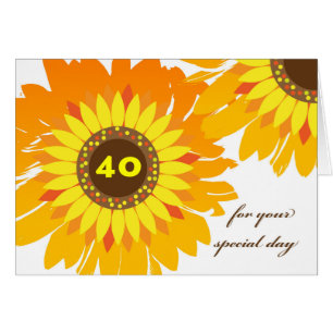 Feliz cumpleaños 40, diseño de girasoles