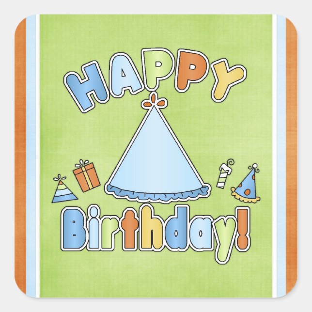 Feliz cumpleaños 4 Pegatinas (Anverso)