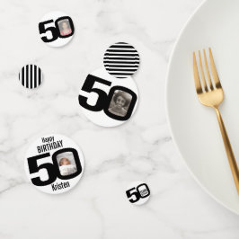 Feliz cumpleaños 50.º nombre y foto papel confetti