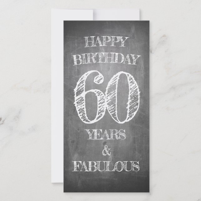 Feliz cumpleaños - 60 años y fabuloso en chalkboar (Anverso)