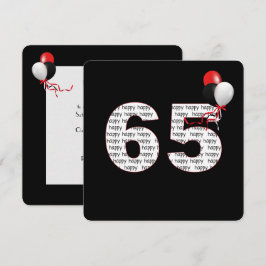 Feliz Cumpleaños 65 en Invitación Negra