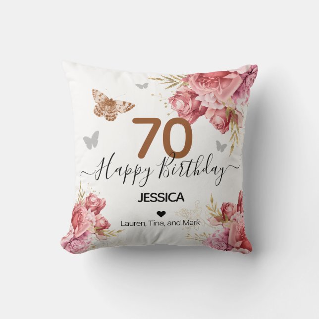 Feliz cumpleaños 70 Cojín decorativo personalizado (Anverso)