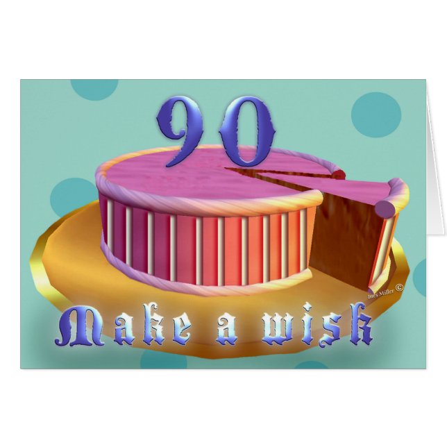 Feliz cumpleaños 90 Estaciones de pasteles rosados (Anverso (Horizontal))