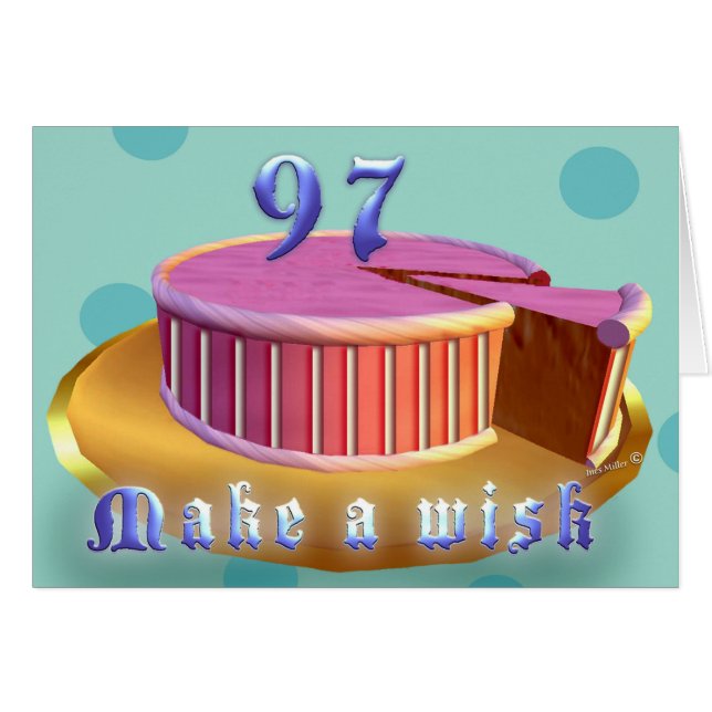 Feliz cumpleaños 97 Estaciones de pasteles rosados (Anverso (Horizontal))