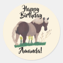 Feliz cumpleaños a dos pegatinas de caballos