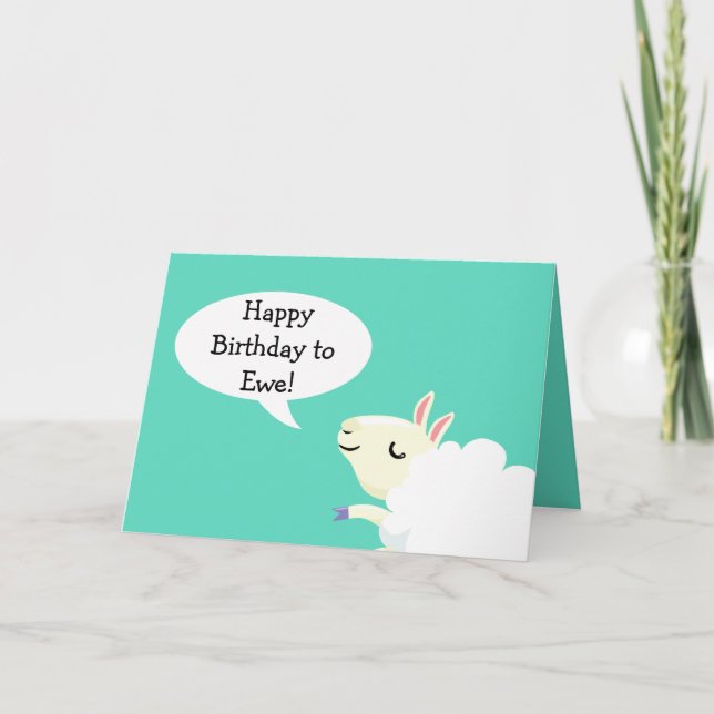 ¡Feliz cumpleaños a ewe! Tarjeta de oveja (Anverso)