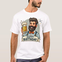 Feliz cumpleaños a la camiseta básica de los hombr