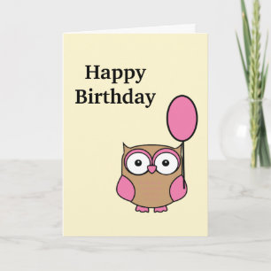 Feliz cumpleaños a la lechuza rosa y tarjeta de Ta