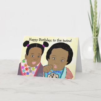 Feliz cumpleaños, a la tarjeta de gemelos
