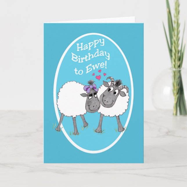 Feliz cumpleaños a la tarjeta de oveja, feliz fies (Anverso)