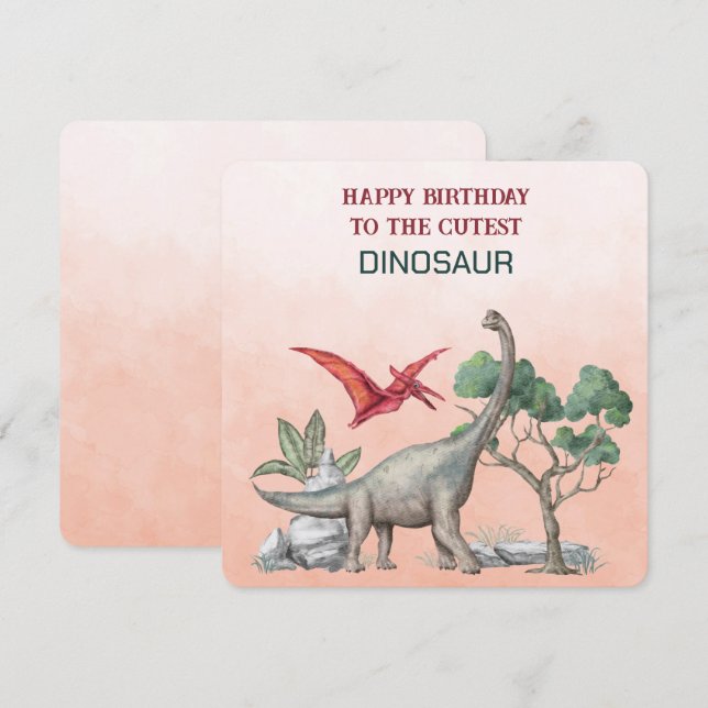 Feliz Cumpleaños A Los Más Cuidadosos DINOSAUR (Anverso / Reverso)