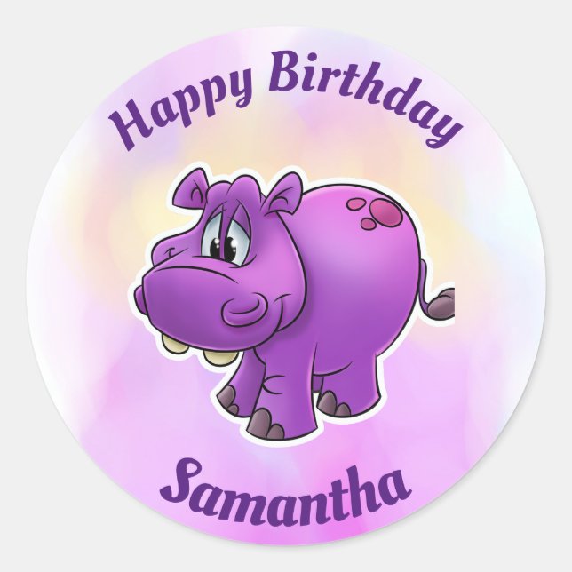 Feliz cumpleaños a los Pegatinas de Hippo (Anverso)