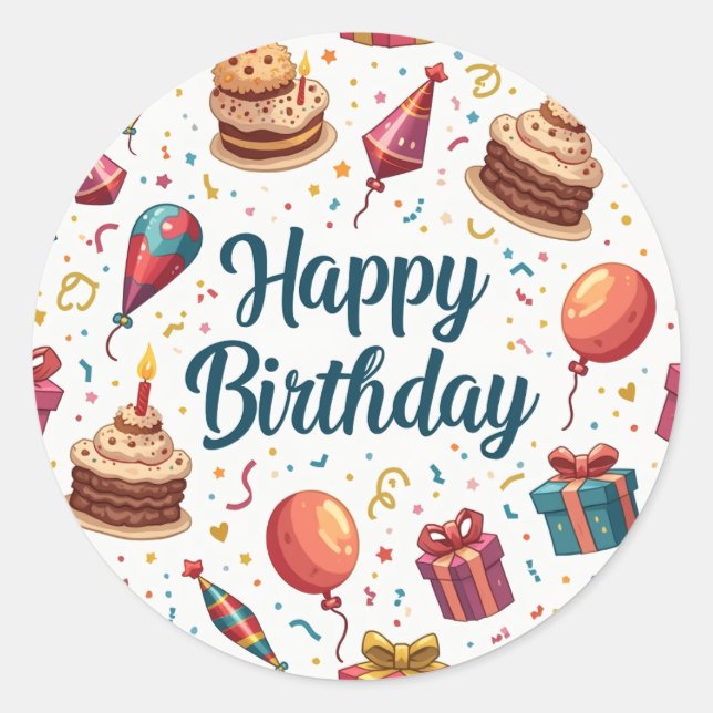 Feliz cumpleaños a los Pegatinas redondos clásicos (Anverso)