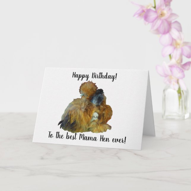Feliz cumpleaños a mamá Hen con tarjeta de polluel (Orquídea)